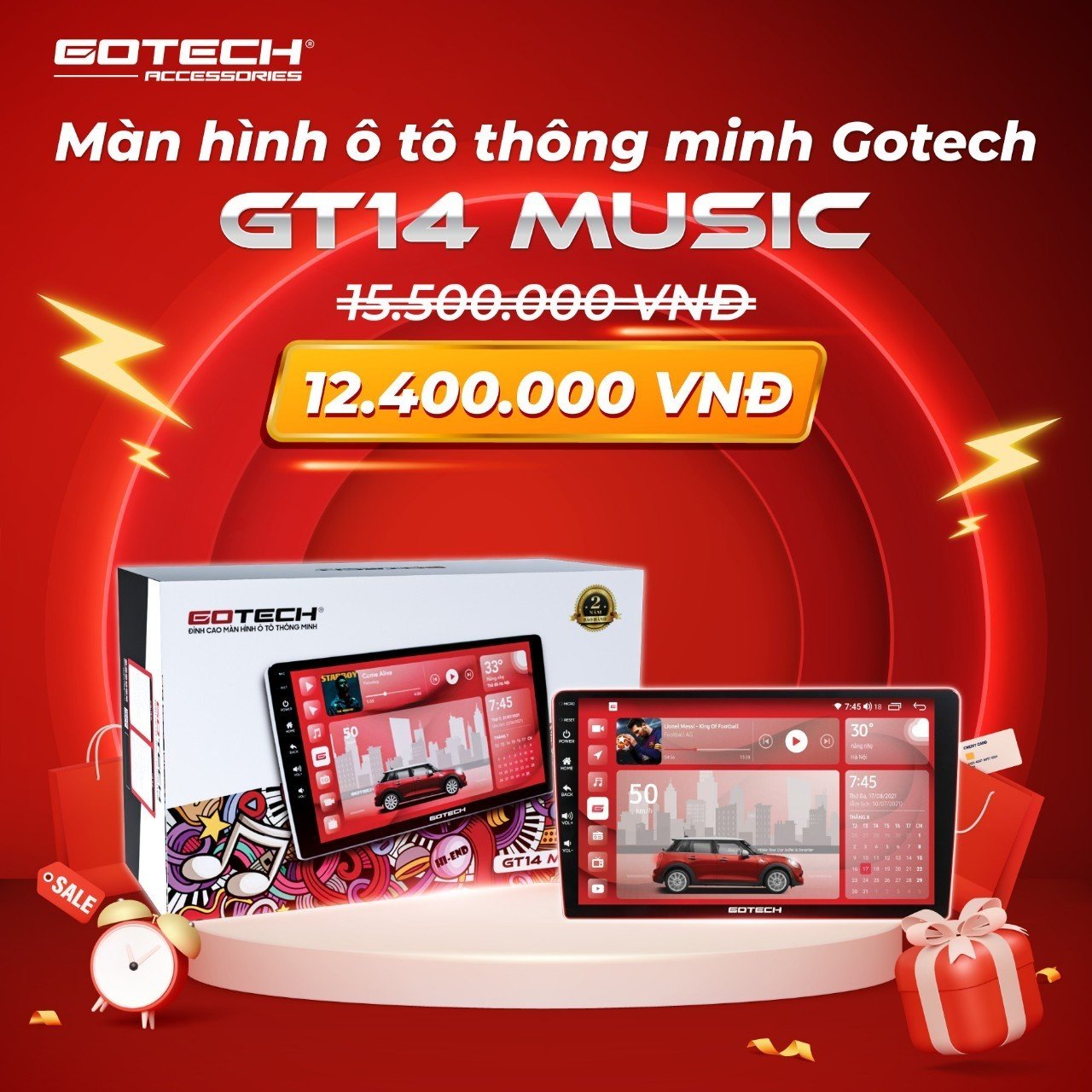 Màn hình Gotech GT14 music 100% chính hã...